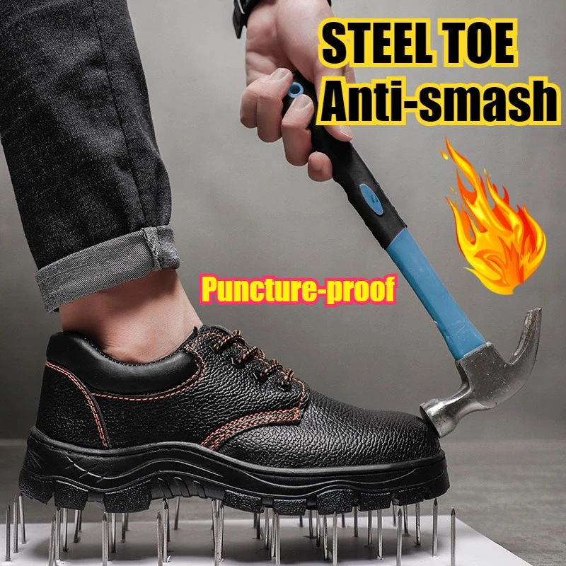 

Wear-resisting Men Work Safety Boots Anti-smash Anti-puncture Work Sneakers Waterproof Boots Indestructible Protective Work Boot