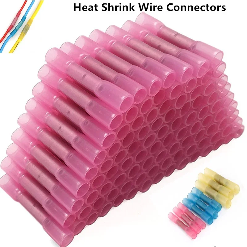 

100/300/500PCS Heat Shrink Butt Wire Connectors Waterproof Insulated Automobile Wire Cable Crimp Terminals 26-10 AWG 0.25-6.0mm2