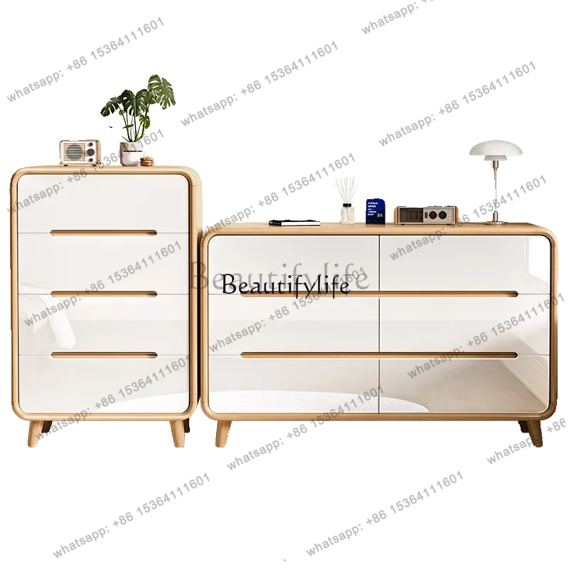 Solid wood four or six chest cabinet Nordic simple wall storage locker multi-layer drawer