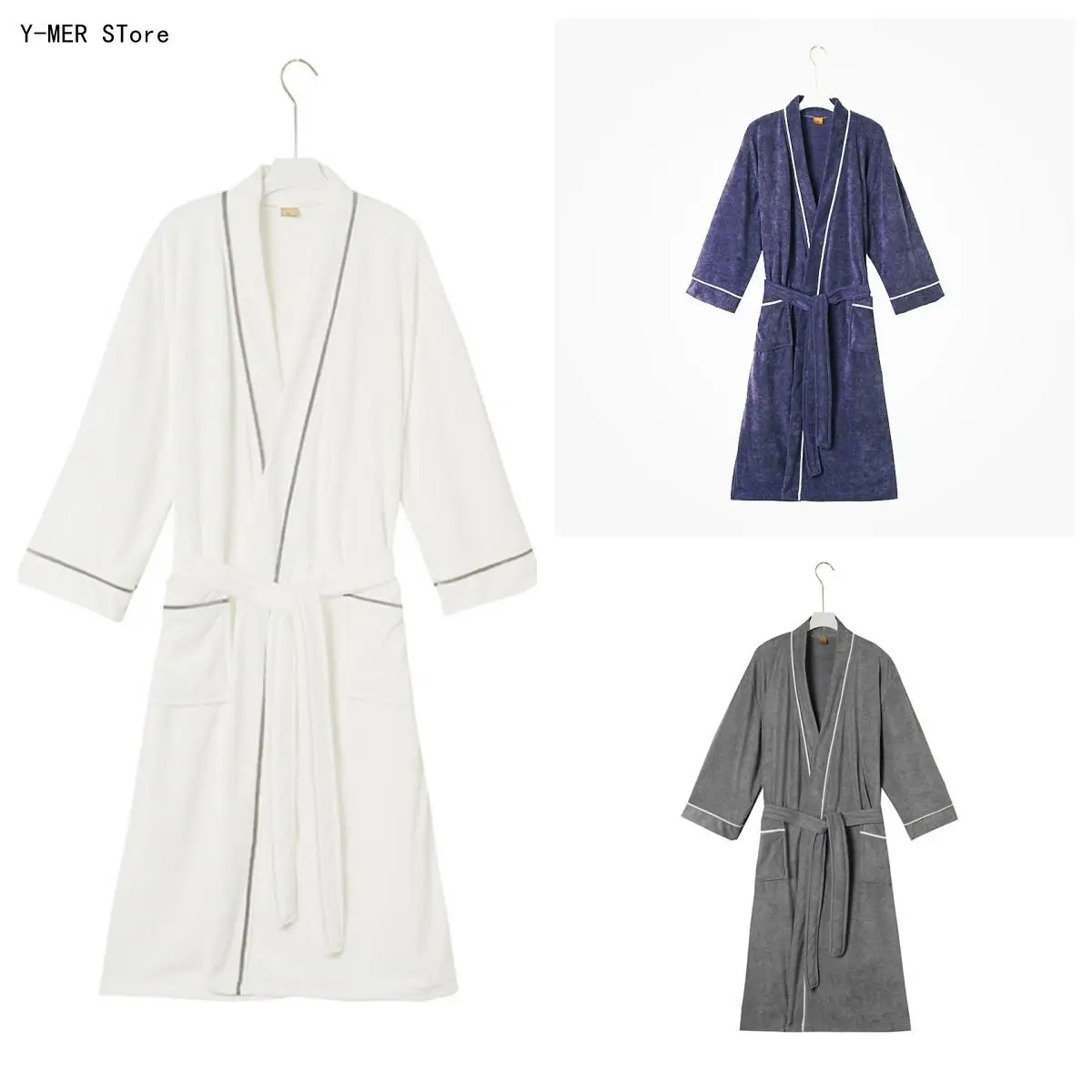 Men Women Terry Towelling Bathrobe Plus Size Long Couple Robe Absorbent Breathable Hotel Dressing Gown Nightgown Pajamas