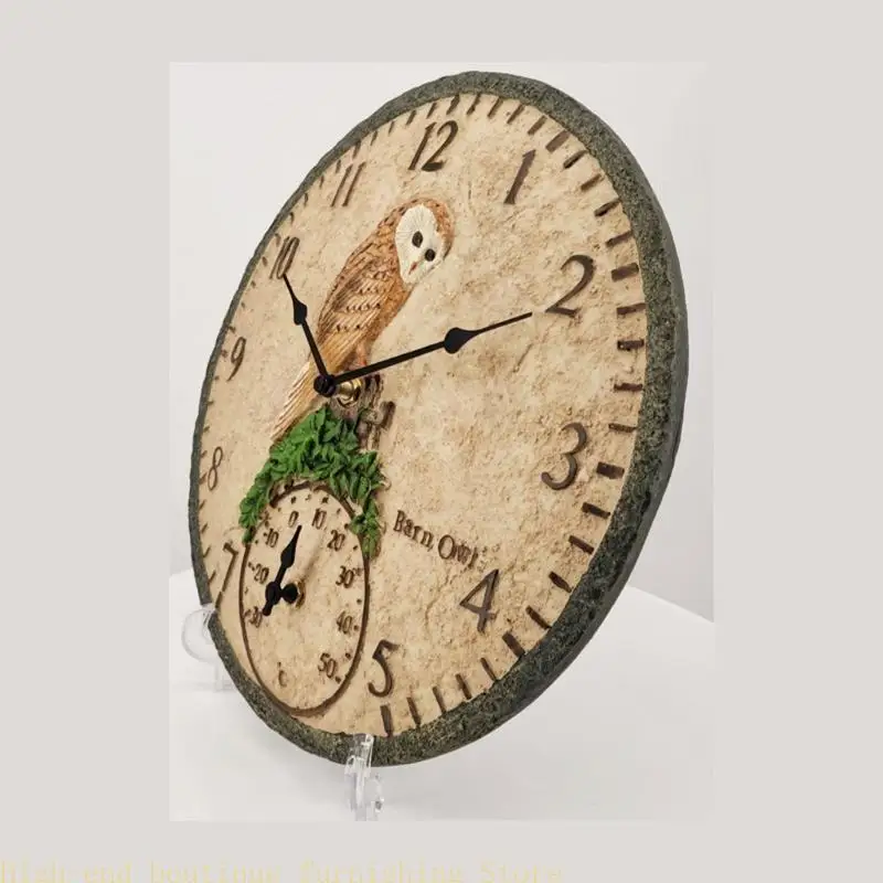 

L9NB Resin Clock European with Thermometer Wall Clock Living-Room Decoration