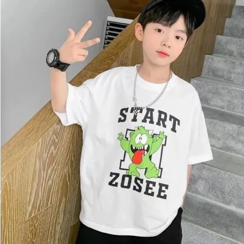 

Boys' Summer Short Sleeve T-shirt New Small And Medium Children's Round Neck Top Children's Casual Versatile Half Sleeve Fashion