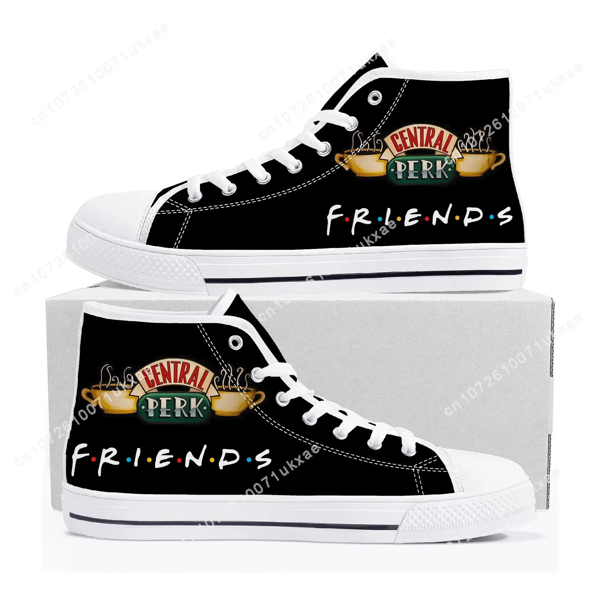 Friends High Top Sneakers TV Show Central Perk Coffee Mens Womens Teenager Canvas Sneaker Casual Custom Shoes Customize Shoe