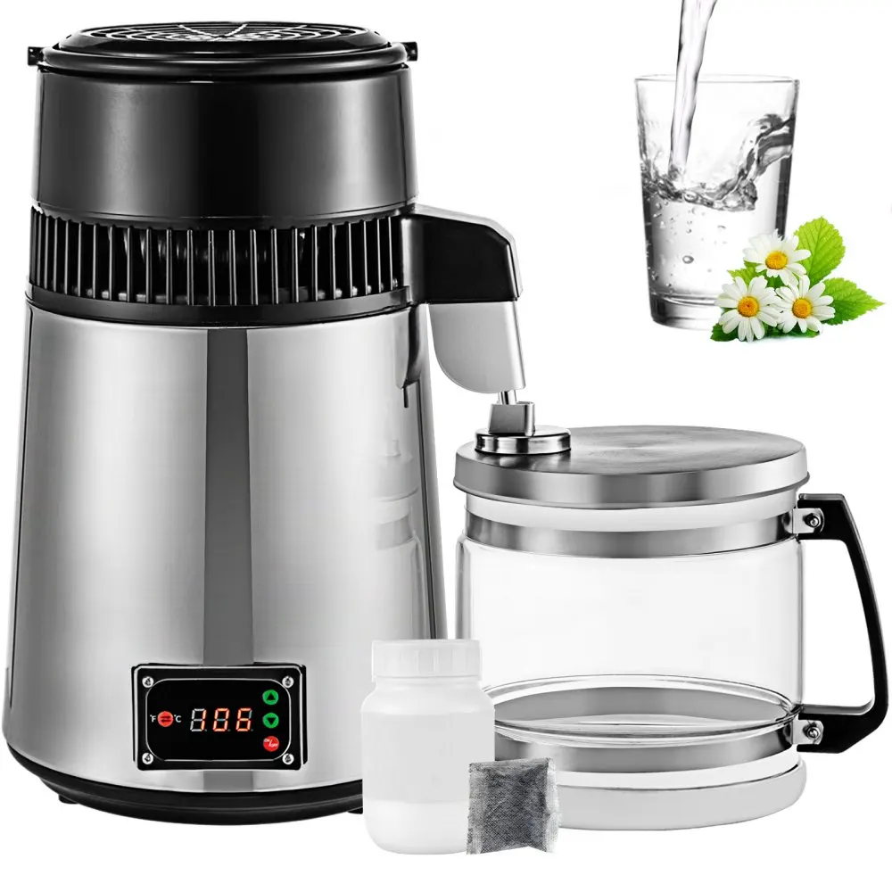

VEVOR Silver Water Distiller Machine 750 Вт Дистиллятор для воды с регулируемой температурой 4л Набор для приготовления вина Набор для заваривания Внутренний дистиллятор