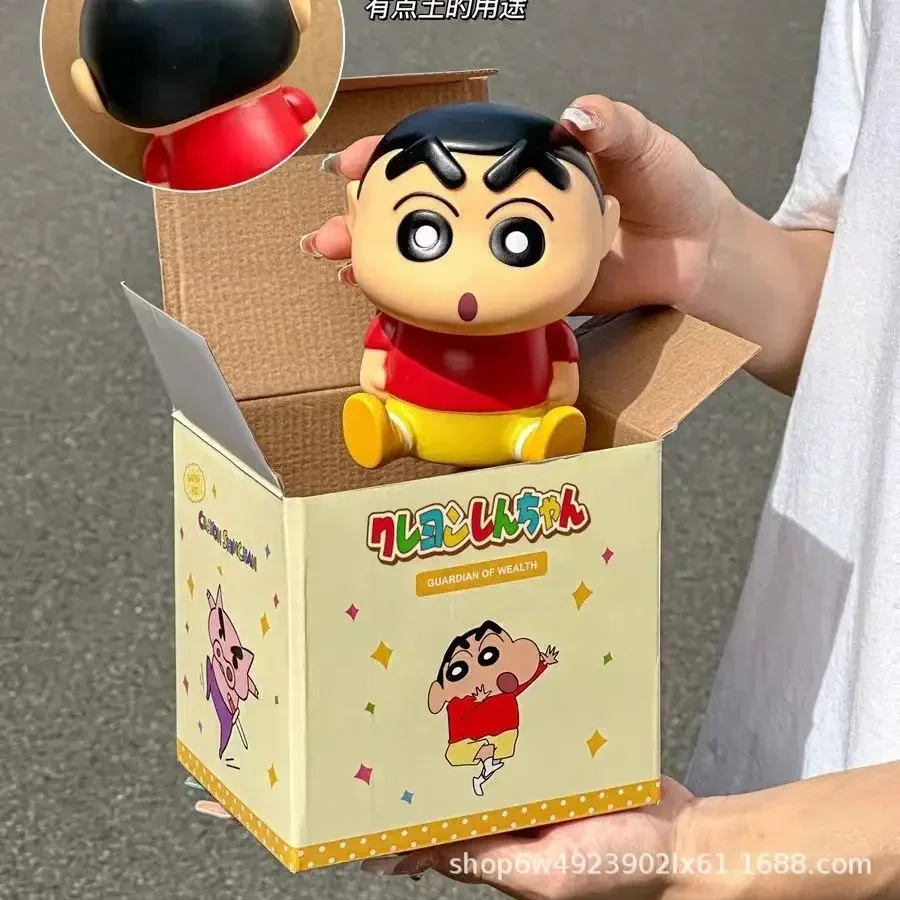 13cm New Crayon Shin Chan Piggy Bank Noob Zaemon Anime Character Hollow Scene Pvc Doll Trendy Jewelry Collection Toy Gifts