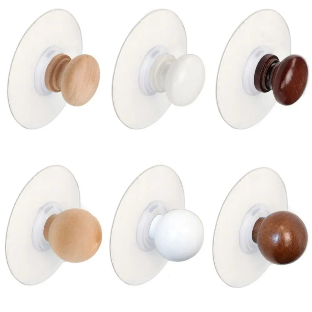 

2Pcs Self-adhesive Wooden Hook Wardrobe Handle Dresser Pulls Wood Wall Hook No Drilling Coat Peg Door Drawer Knobs Toliet