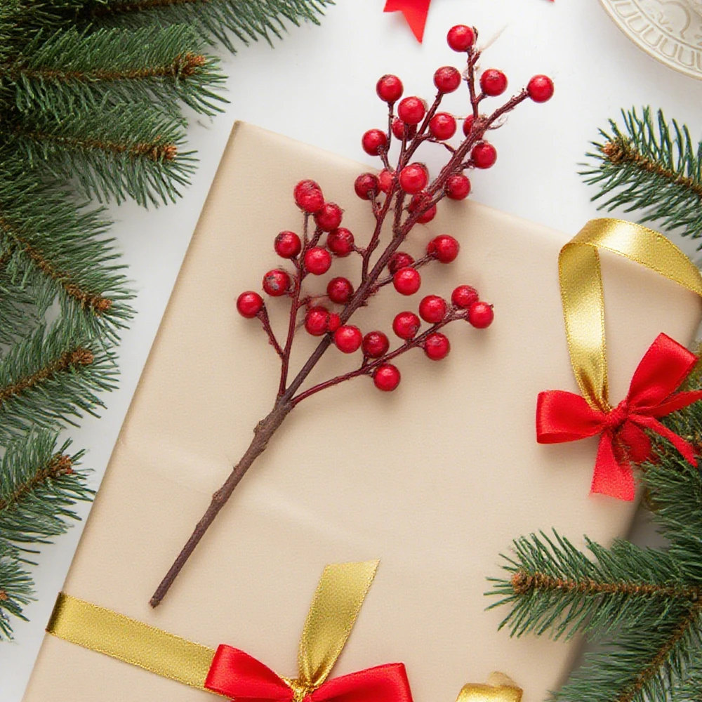 

Artificialplant Holly Little Red Fruits Christmas Home Room Table Decoration Wedding Diy Gifts Flower Shooting Prop Accessories