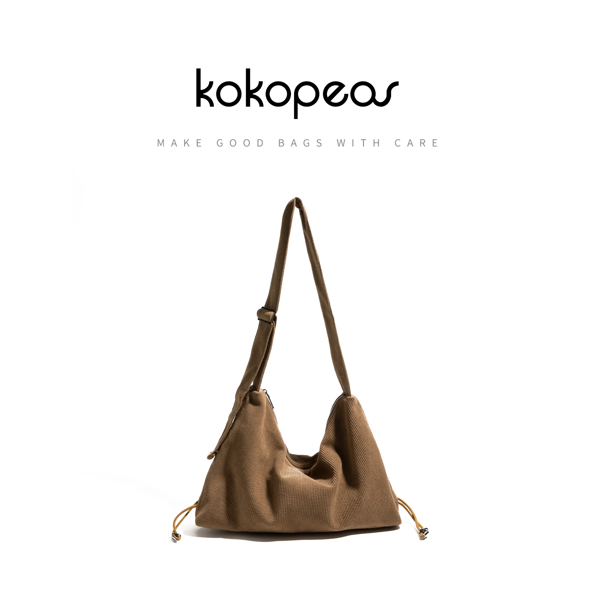 KOKOPEAS Vintage Corduroy Fabric Shoulder Bag For Women Classic Winter Fashion Shopping Purse Large Capacity Ladies Commuter Bag