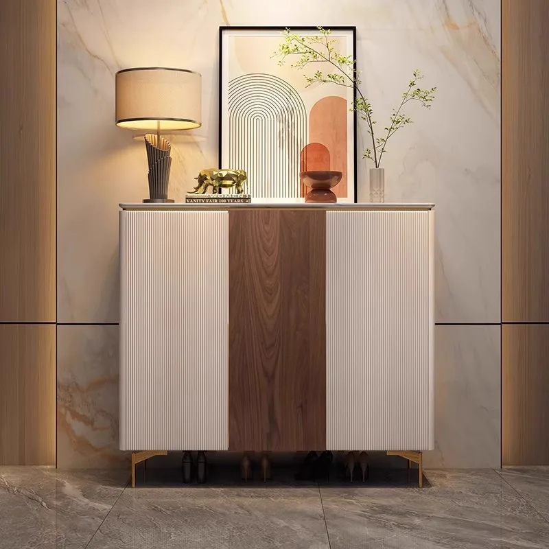 

Light luxury Italian medieval style solid wood dining side cabinet modern living room partition locker foyer high-end entrance