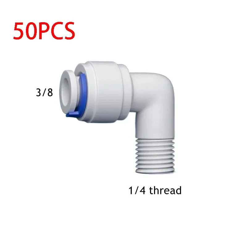 

50Pcs/Lot 1/4" Male Thread - 3/8" Elbow RO Water Fitting 9.5mm POM Hose PE Pipe Quick Connector Water Filter Parts