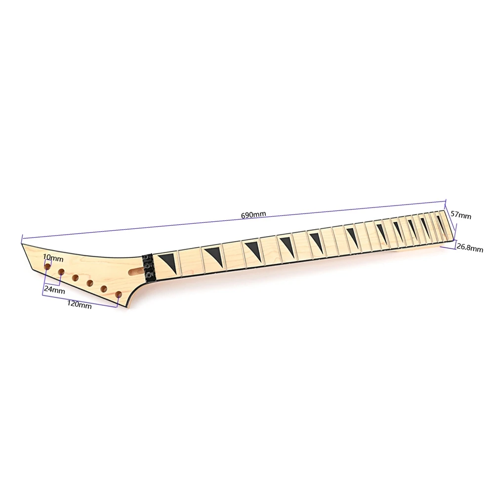 24 trastes guitarra pescoço maple fingerboard com bloqueio de corda jackson cabeça direita para 6 cordas guitarra elétrica pescoço substituição