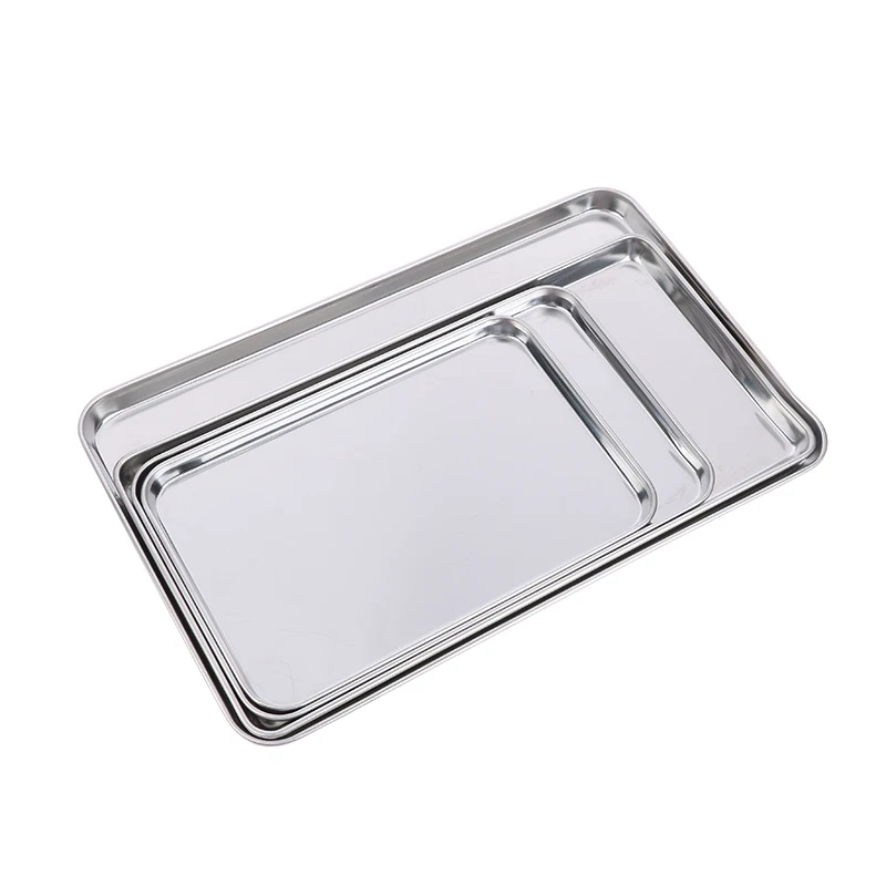 1pc Stainless Steel Tray Rectangle Plate For Kitchen Barbecue Shops Medical Organizer Baking Plate