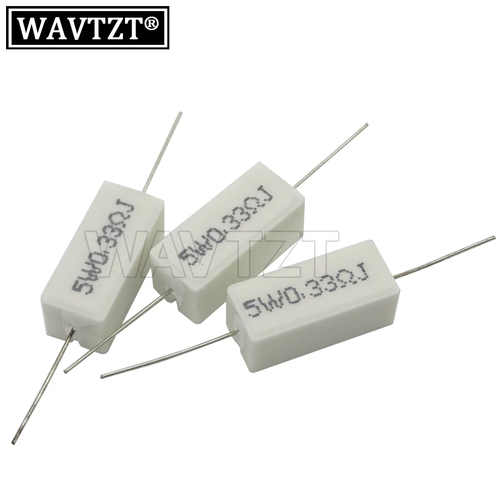 10 ชิ้น 5W ซีเมนต์ความต้านทาน 0.1 ~ 10k Ohm 0.33R 1R 10R 100R 0.22 0.33 1 10 100 1K 10K โอห์มตัวต้านทานซีเมนต์