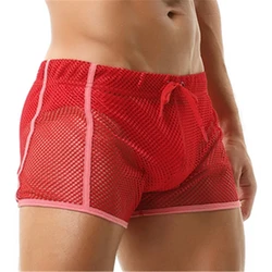 Fishnet Transparent Shors Men's  Swimwear Solid Swim Trunks Summer Beach Board Shorts Quick Dry Surfing Swimming Shorts