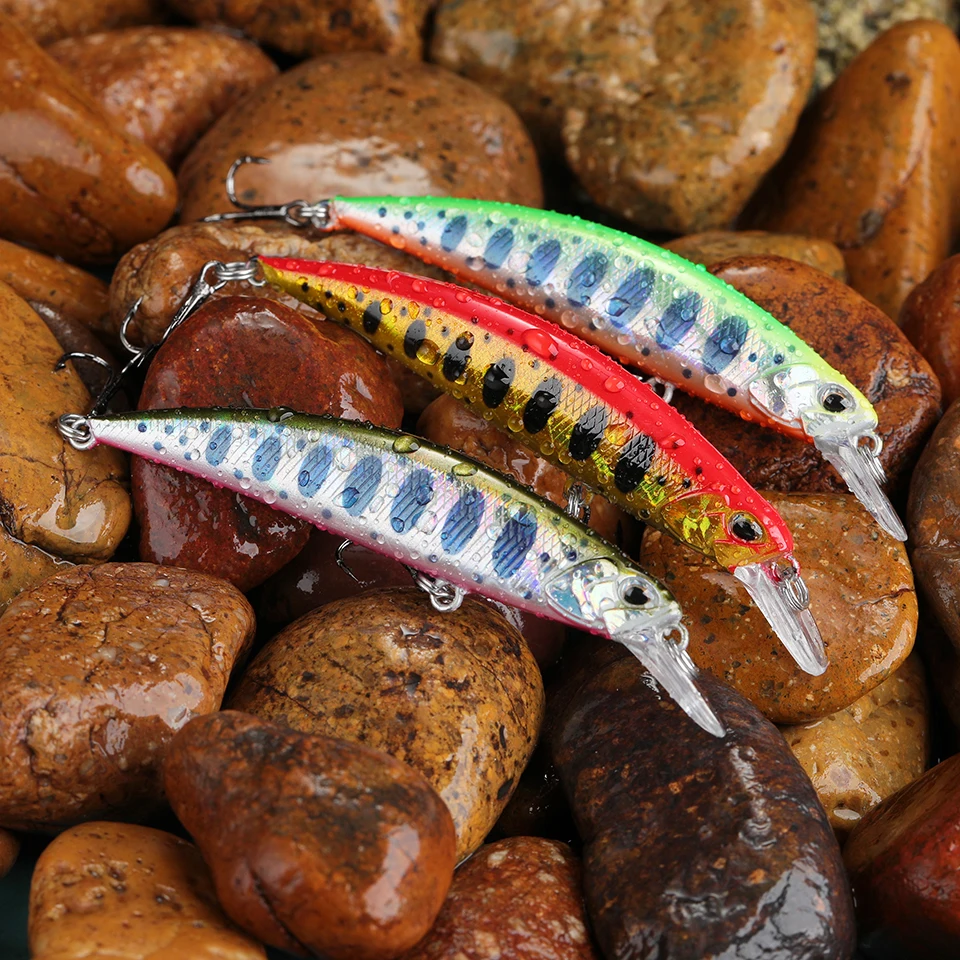 WALK FISH 1PCS New Sinking Minnow Lure 80mm 12g 3D Eyes Hard Plastic Trout Lure Wobbler Accessories Pesca Fishing Tackle