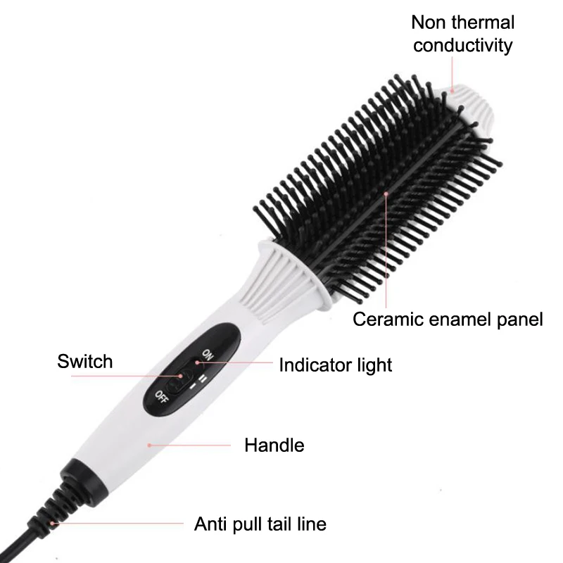 Multifunctional Heating Curling Iron Ceramic Heated Round Brush Electric Hair Straightener Brushes Professional Styling Tool view 6