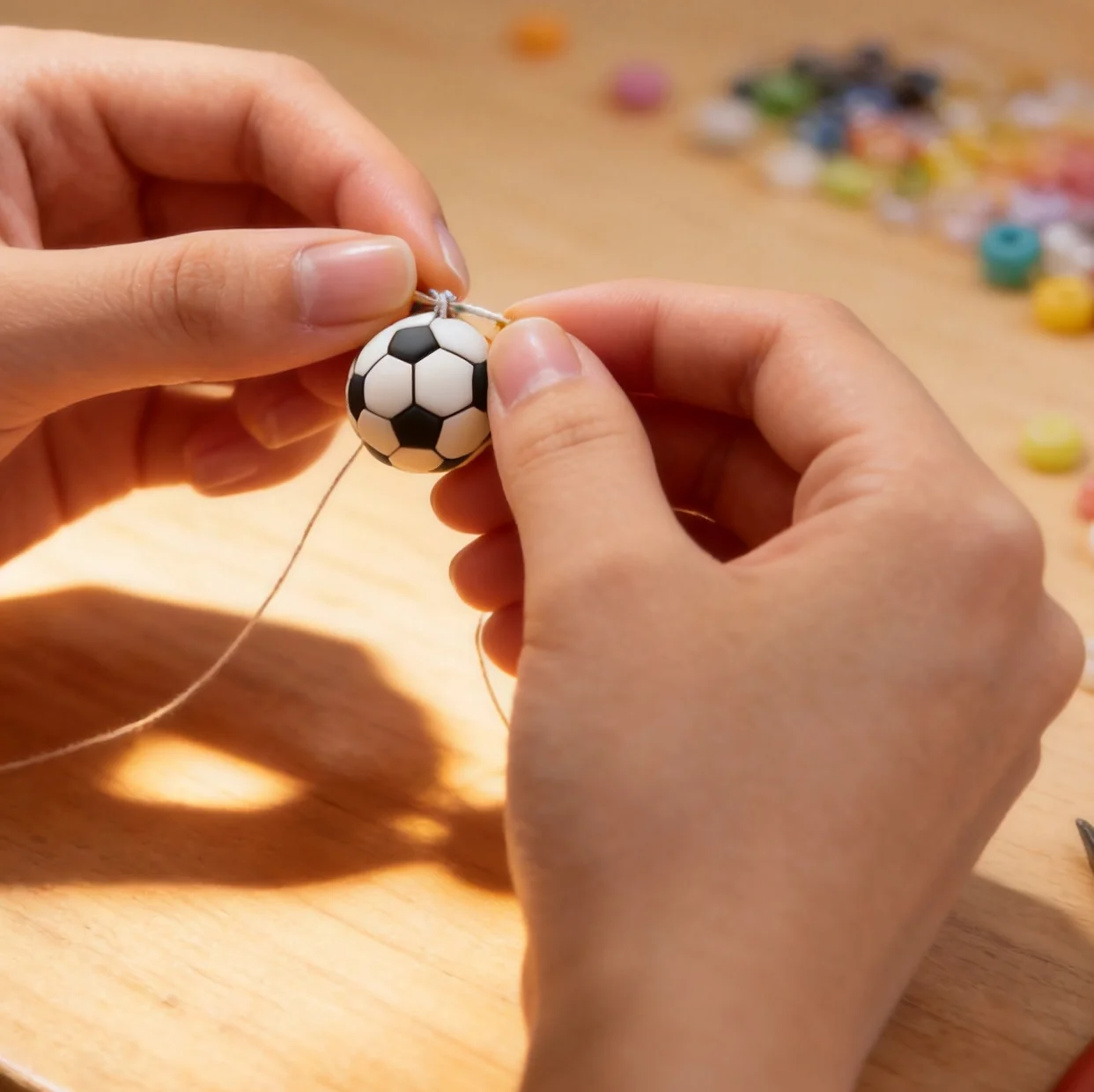 10-100PCS/ 15MM Football Silicone Bead Soccer Silicone Printed Colored High-quality For Jewelry Making Bracelet DIY Accessories