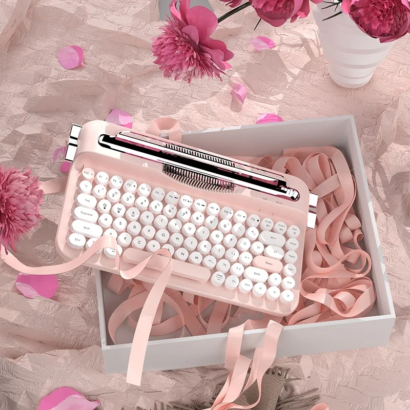 

AJAZZ AF84 Wireless Bluetooth Dual Mode Keyboard for Tablet Computer Gaming Mechanical Feel Typing Office Ideal Gift for Women