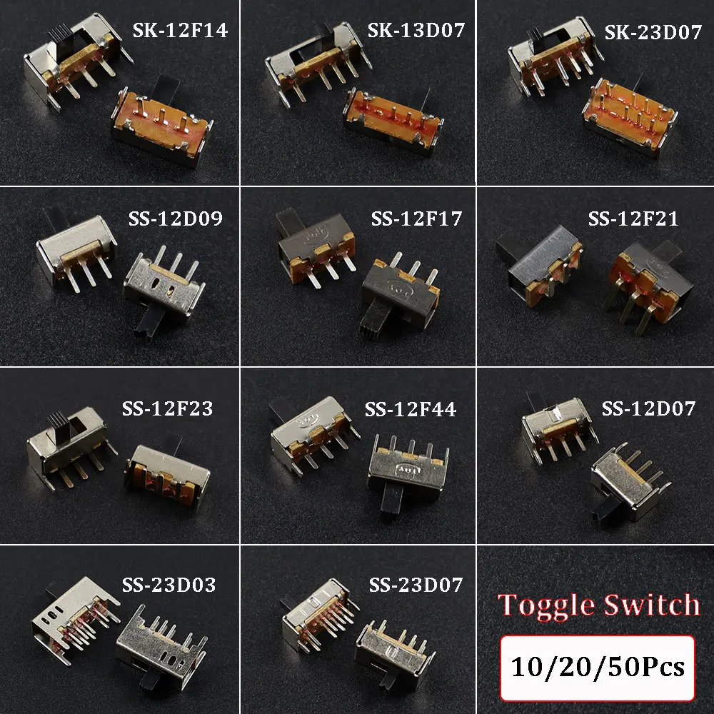 

10-50PC Slide Switch Micro Toggle Switch Single and Double-row Direct-inserted Horizontal Sliding 2 Gear 3 Gear Fluctuation Band