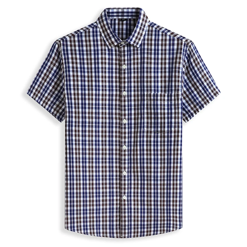 Men Shirts New Summer 2024 Fashion Chemise Homme Mens Checkered Shirts Short Sleeve Shirt Men Blouse 8XL Red Blue Plaid Shirt