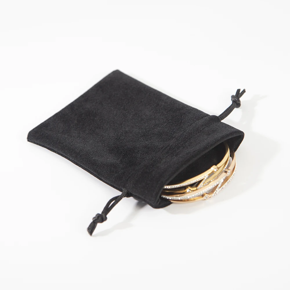 10pcs/lot Small Luxury Black Velvet Jewellry Packaging Gift Pouches 7x9cm 8x10cm Velvet Drawstring Rings Earrings Organizer Bag