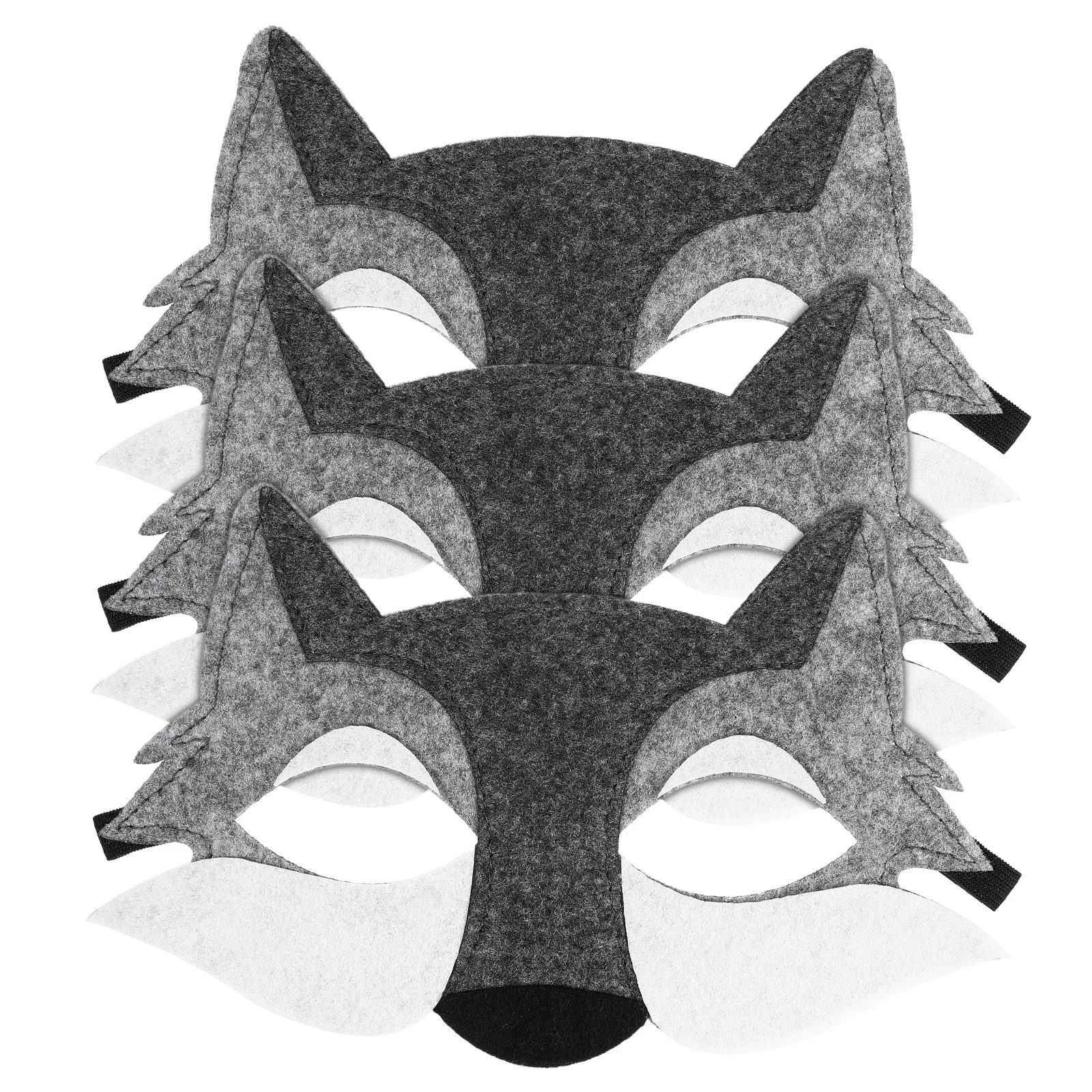 Masquerade Mask Wolf Head Cosplay Half Face Party Supplies Cover Grey Dress Child