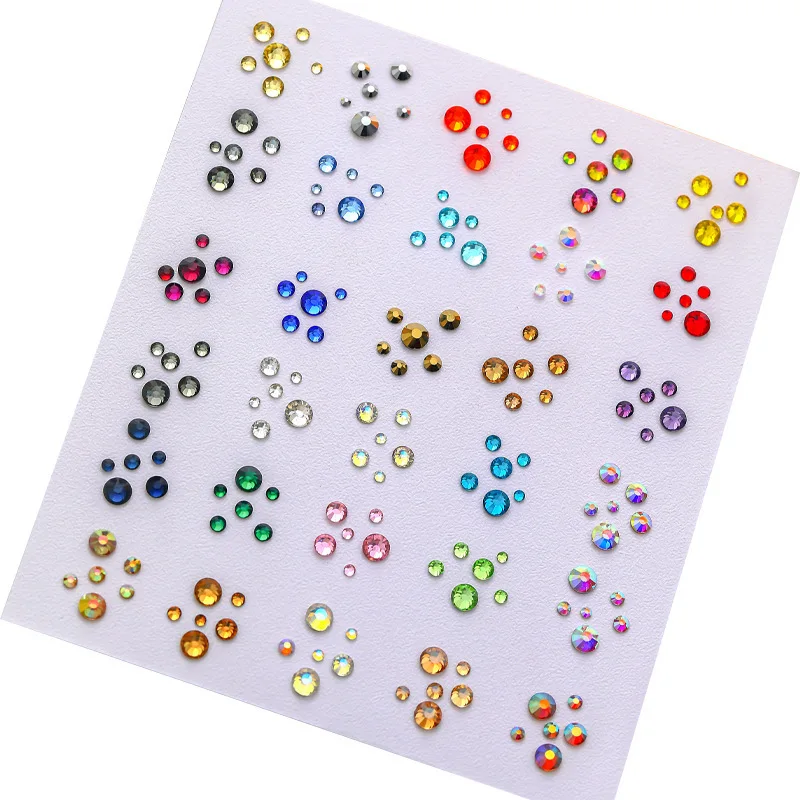 1440개 혼합 네일 아트 컬러 플랫 바텀 소형 원형 다이아몬드 인기 소형 네일 액세서리 도매
