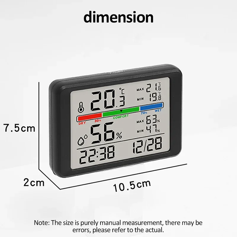 رقيقة جدا بسيطة منبه رقمي درجة الحرارة الرطوبة تاريخ الراحة عرض عرض التصميم المغناطيسي ساعة سطح المكتب الإلكترونية