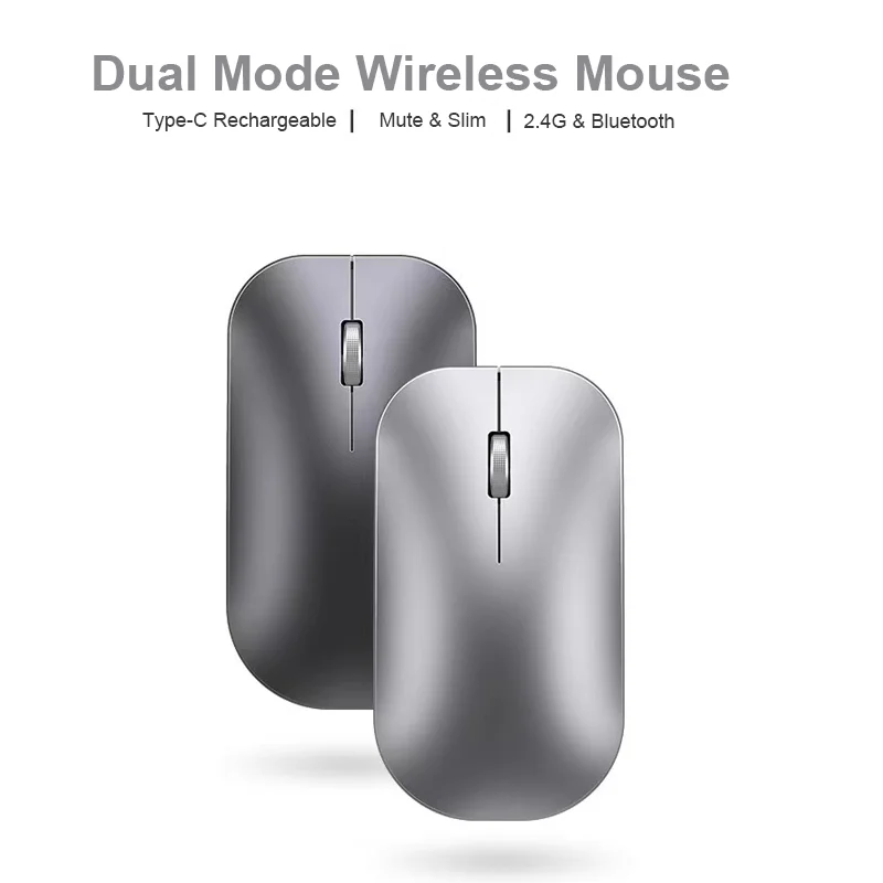 

Dual Mode Bluetooth 5.0 Mouse Wireless 2.4G Magnetic Cover Mute Type-C Charging Computer USB Aluminium Alloy Mice For Laptop Mac