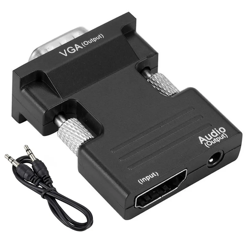 Convertidor adaptador compatible con HDMI a VGA, conector de Audio de 1080P y 3,5mm, Cable de Audio y vídeo para TV Box, PC, proyector, Monitor, puerto de visualización