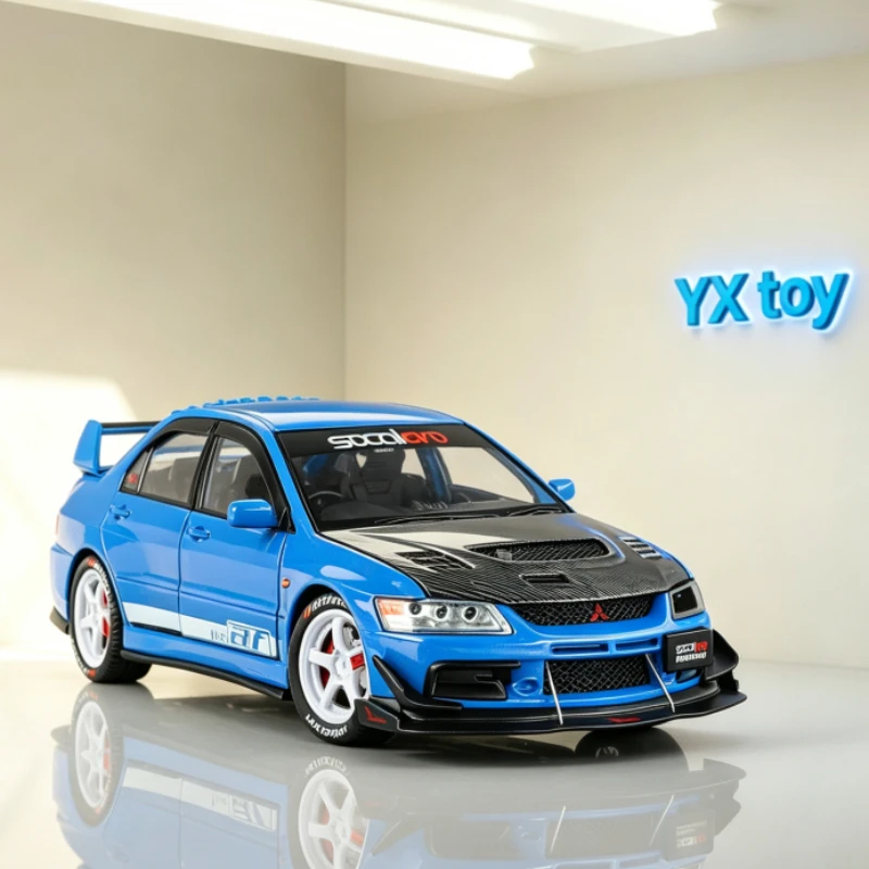 1:24 EVO9 Modified Version Alloy Diecast Car Model Pull Back Sound Light Ornament Business Gift Toy For JDM Hobby Collectors