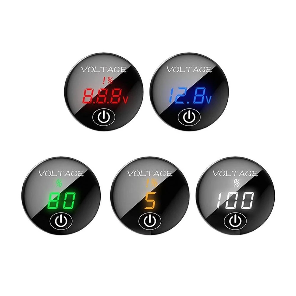 

5-48V Touch Control LED Digital Voltmeter Voltage Meter Reverse Polarity Protection Multi-color Display Voltage Measuring Gauge