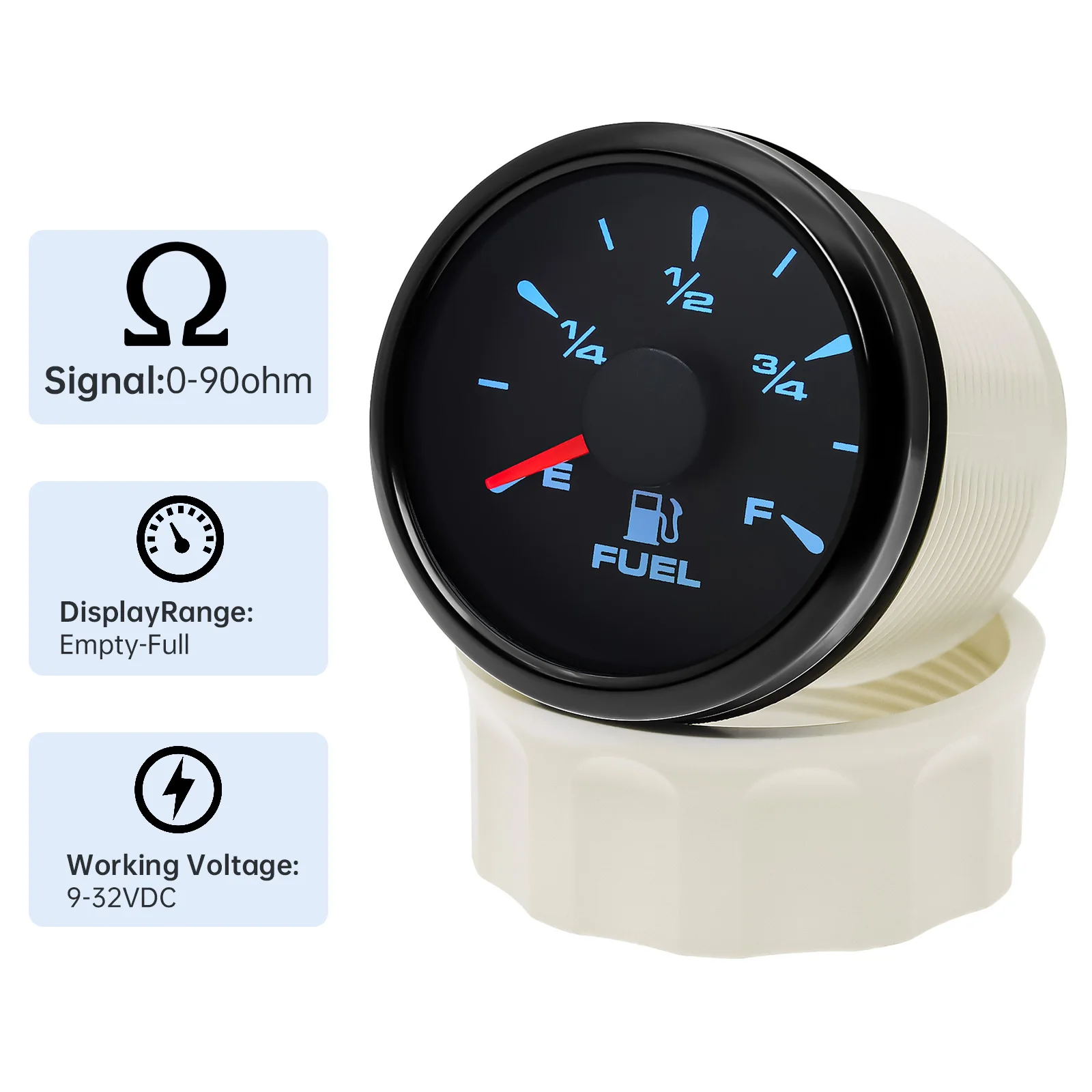 0-90 Ohm Boat Marine Fuel Level Gauge 52mm Pointer Fuel Level Meter 7 Colors LED Display for Universal Boat Car Truck customized