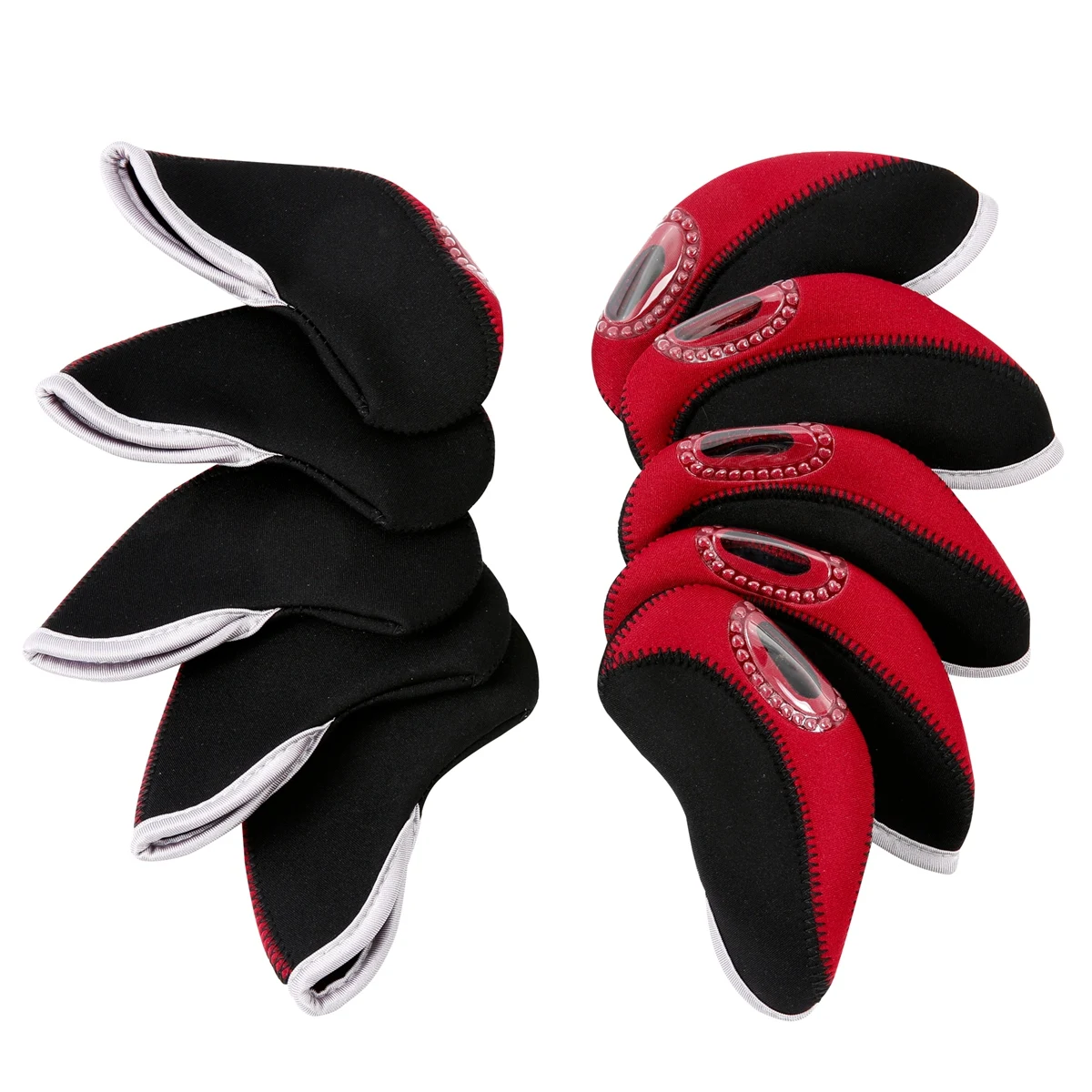 

10 Pcs Premium Neoprene Iron Covers Putter Golf Set Versatile Black And Red