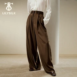 LILYSILK Silk Women's Pants 2023 Fall New 30 Momme Wide Leg High Waist Heavy Trousers Luxury Elegant Clothing Traf Free Shipping