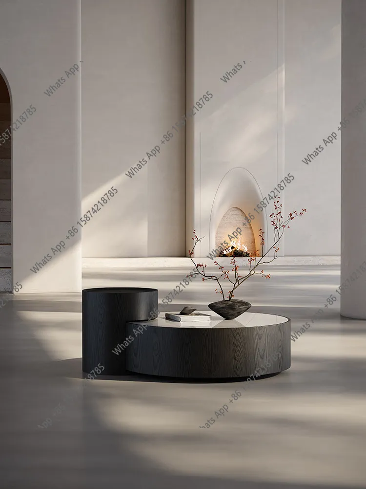 

Italian minimalist round luxury stone coffee table living room new modern simple rotating size round coffee table table