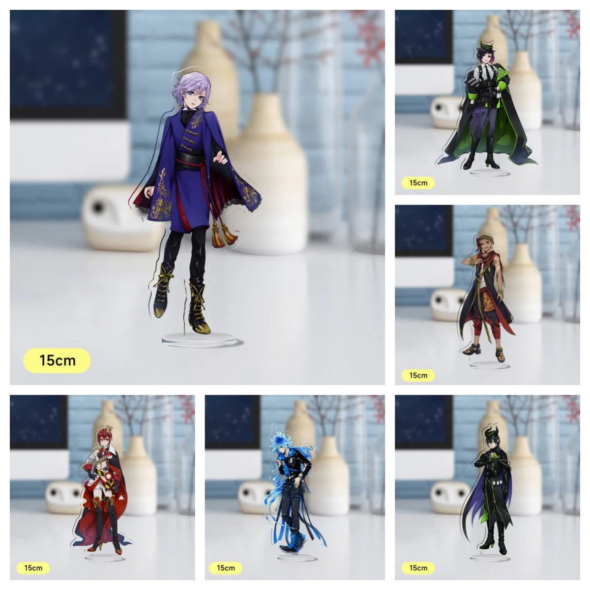 15CM Twisted Wonderland Acrylic Figure Stand Model Plate Desk Decor Cosplay Azul Leona Jade Floyd Xmas Keychains