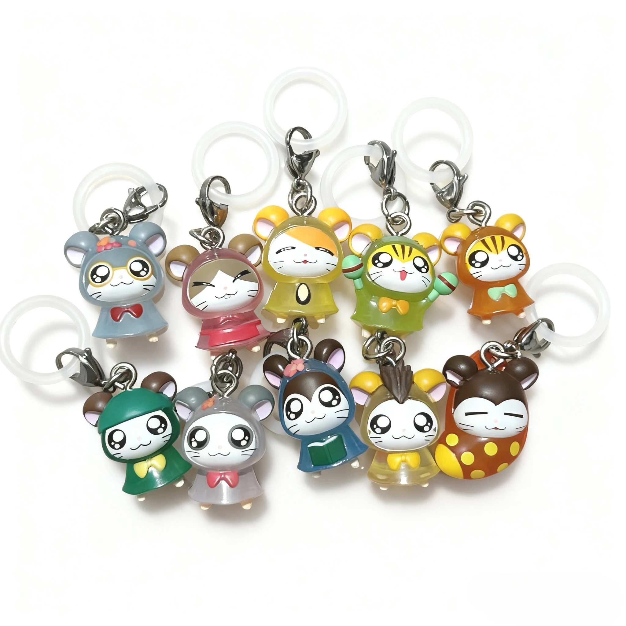 ألعاب الكبسولة الأصلية kawaii الهامستر ميجيروشي ملحق تشوري! مظلة زجاجة علامة جراد البحر المشبك حلقة قلادة أرقام