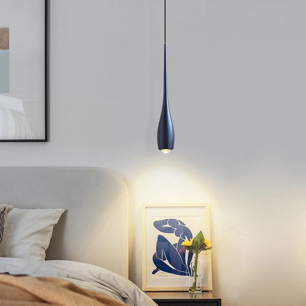 Bedroom Bedside Small Chandelier Simple Modern Water Drop Porch Pendant Lighting Restaurant Hanging Line Lamp