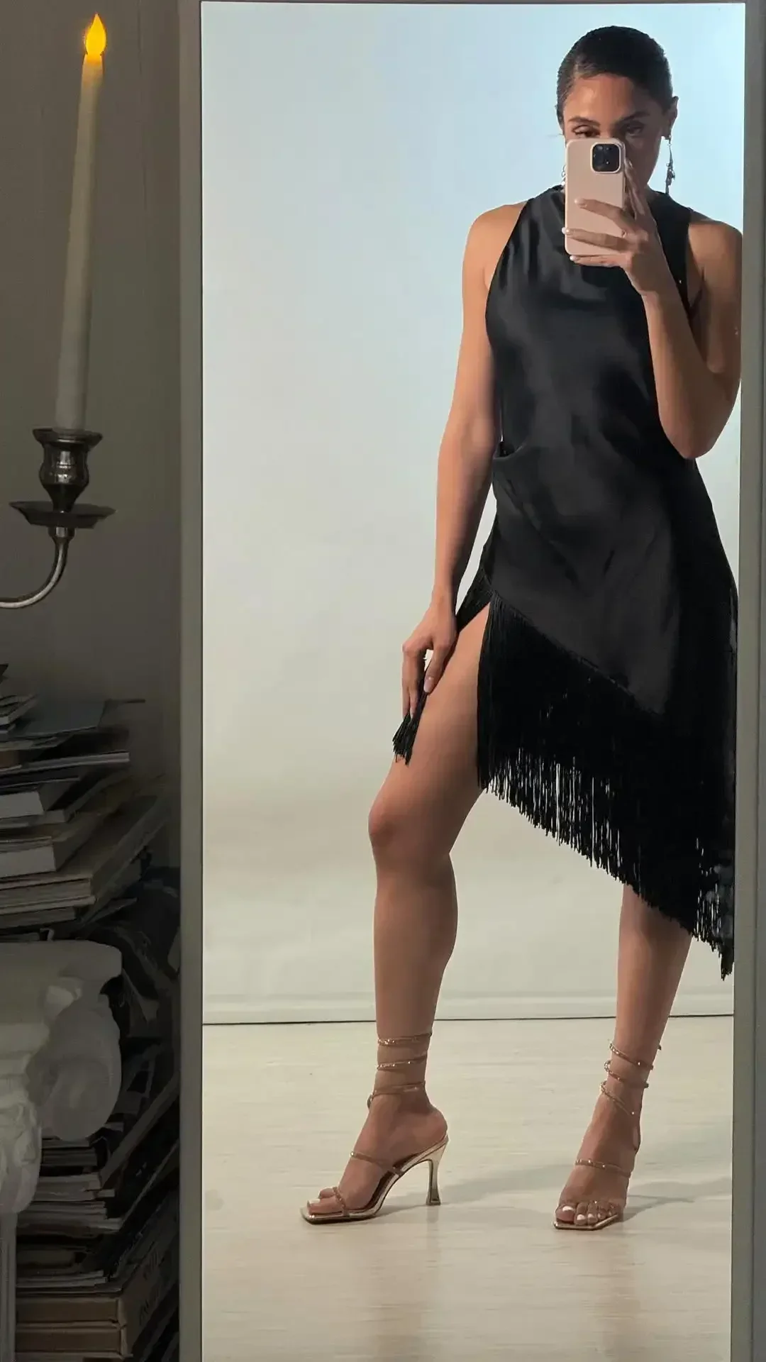 Chic Vintage Black Tassel Loose Tops Lady Retro Sleeveless Draped Neck Irregular Hem Satin Blouses 2026 Women New Highstreet Top