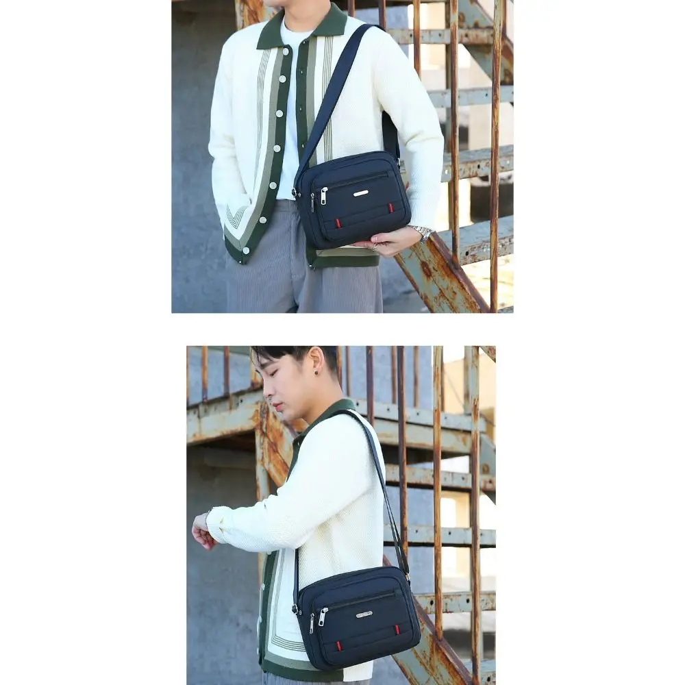 

Новые нейлоновые мужские сумки через плечо, черные, коричневые, синие, зеленые, с 4 молниями, сумки-мессенджеры для мальчиков, прямоугольная ткань Оксфорд, дорожная сумка на плечо