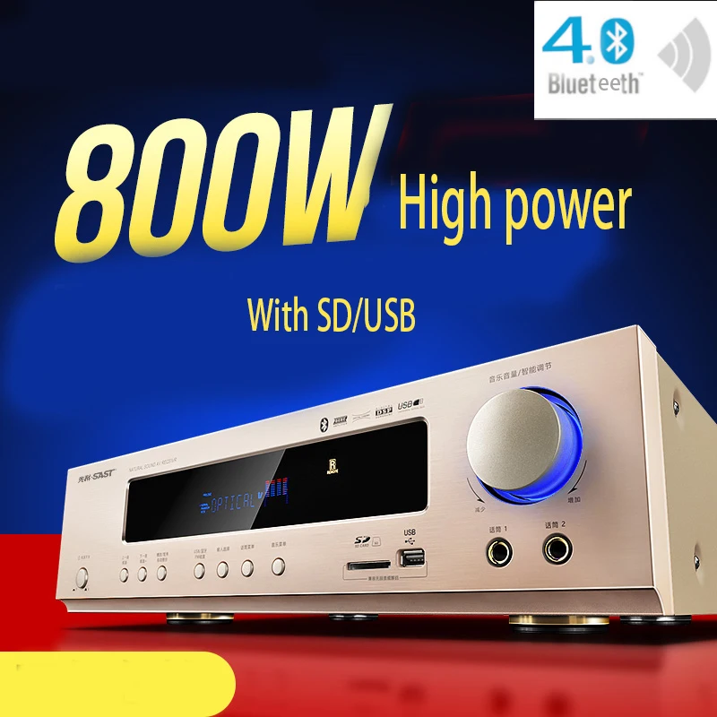 KYYSLB 800W Blueteeth Sound Amplifiers 5.1 220V Home Theater Ktv High Power AV Digital Hifi Subwoofer Amplifier Audio