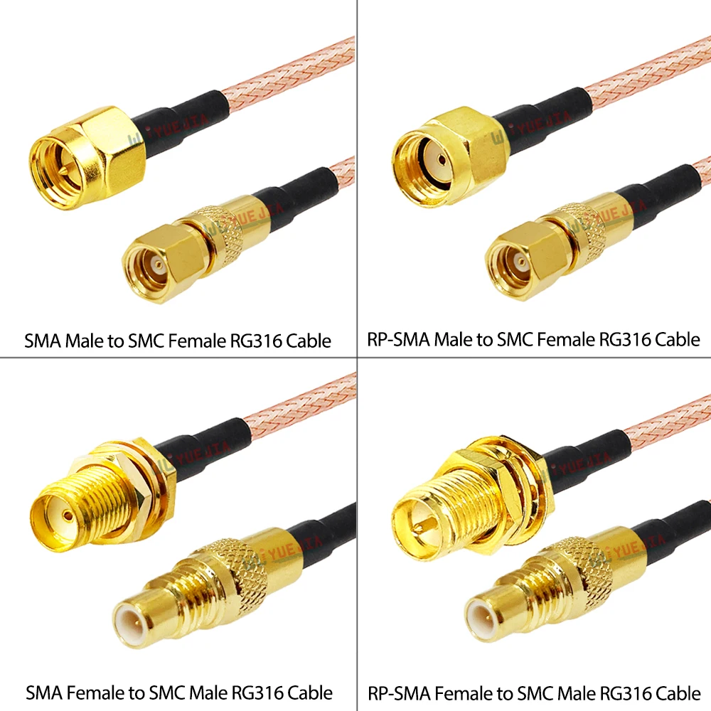 SMC Male Plug Or SMC Female Jack to SMA Type RG316 Cable SMA Male RP-SMA Quick Plug Connector 50-1.5 RG-316 RF Coaxial Cable