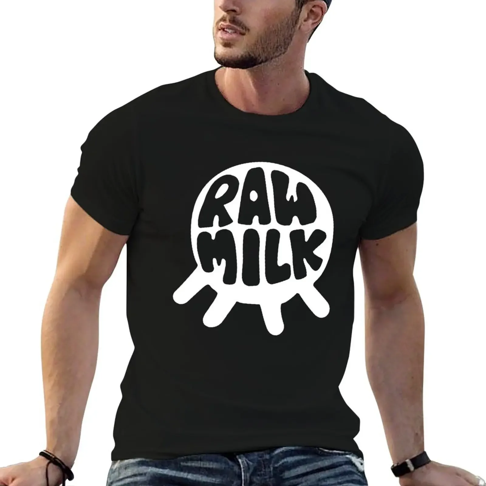 Raw Milk - White T-Shirt Short sleeve tee boys animal print summer clothes tee shirts for men