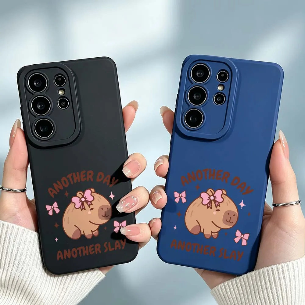 Cartoon Wombat Bow Day Cover For Samsung Galaxy S26 S25 S24 S23 S22 S21 A55 A54 A35 A15 Ultra FE Plus Phone Case