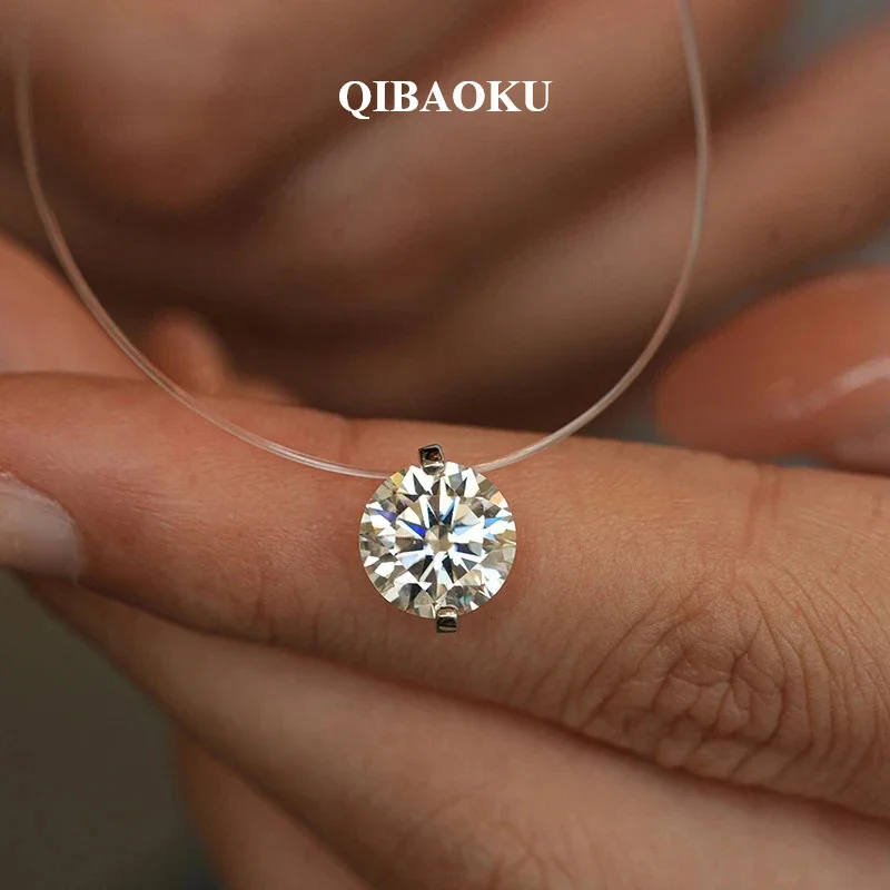 NASIA 0.5-5CT Brilliant Cut Moissanite Necklace for Women Sparkling Fishing Line Pendant Pure GRA S925 Plated 18k Gold 2026