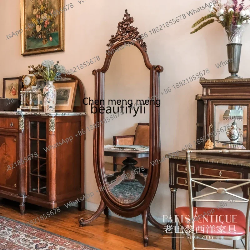 

B178 Classical furniture French rococo style mahogany full-length mirror