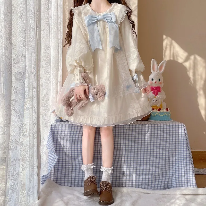 

Lolita Cute Japanese Style Pettiskirt Collar Women's Spring High-Grade Petite Skirt Short Birthday Dress
