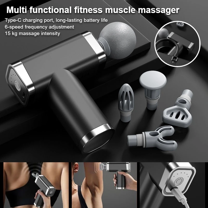 

Новый профессиональный фитнес-вибрационный пистолет для расслабления мышц, маска для шеи, портативный высокочастотный вибрационный многофункциональный массажер