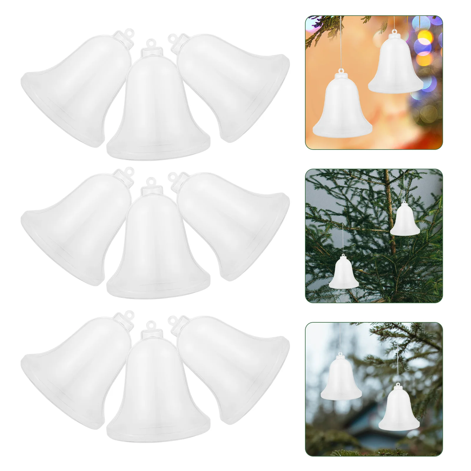 10 pçs ornamentos claros para artesanato sino fillable transparente pingente decoração suporte de armazenamento de doces a forma de sino pendurado adorno